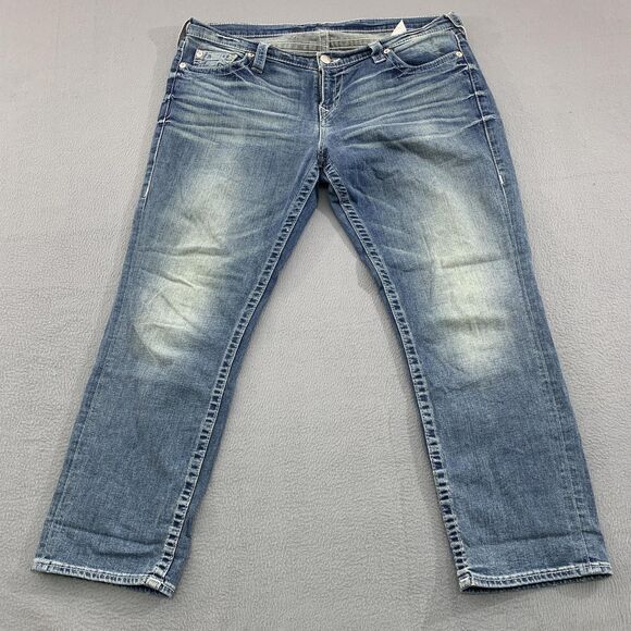 True Religion Jeans Womens 32 Mid Rise Boyfriend NAT Stretch Denim WBBR808TS - Picture 1 of 15